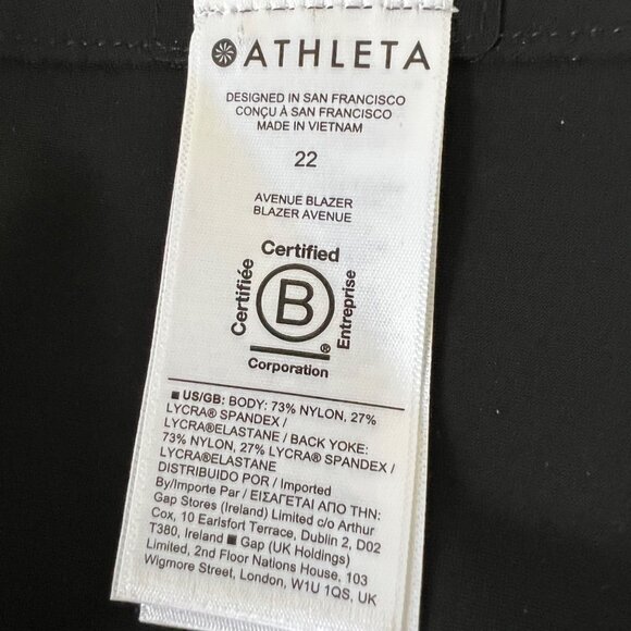 Athleta Womens Plus Avenues Blazer Jacket Black Euroluxe Stretch size 22 - Picture 13 of 16